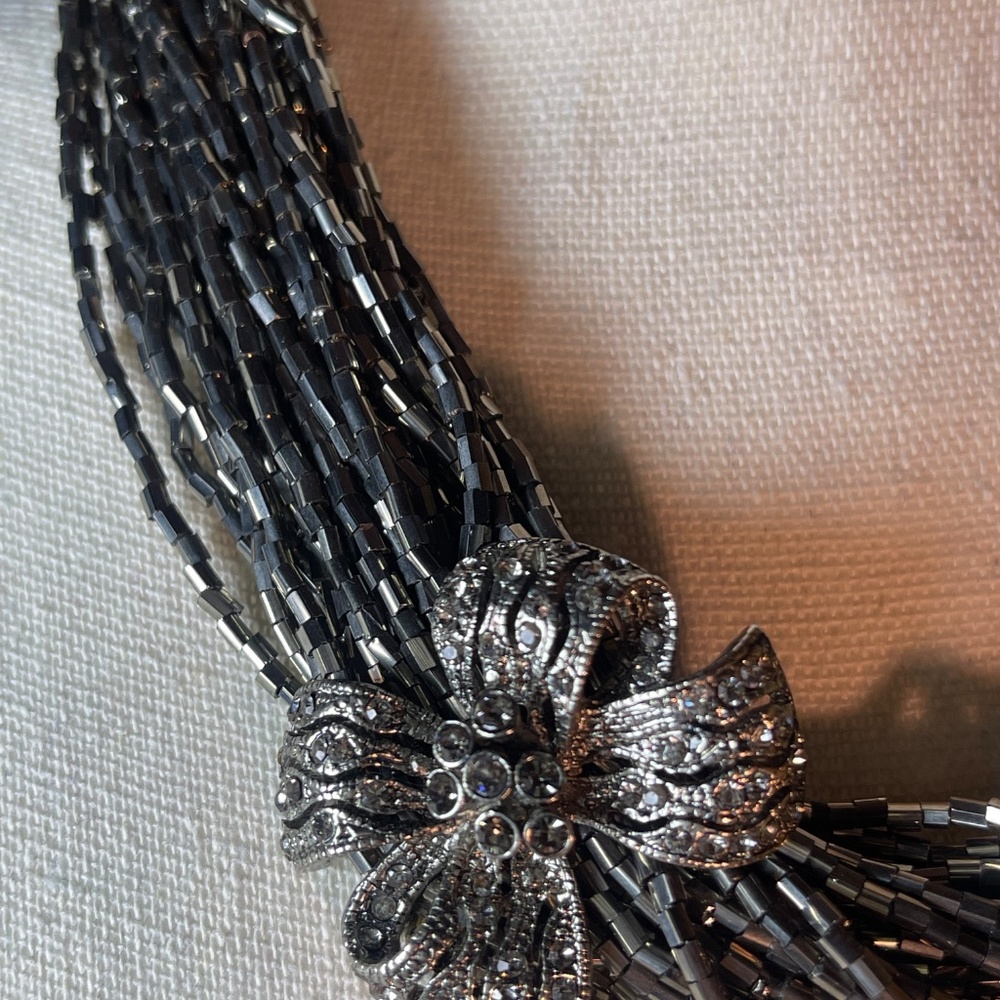 Chico's Multi Strand Necklace With Rhinestone Bow - Picture 3 of 6